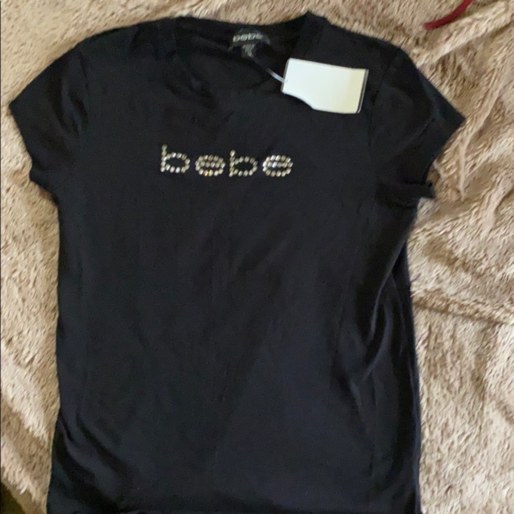 NWT Bebe rhinestone Logo Tee